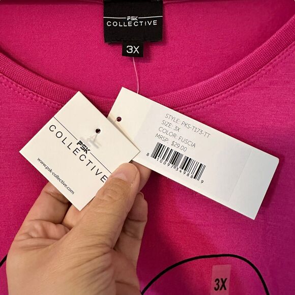 PSK Collective "Be You, The World Will Adjust" Fuscia Graphic Tee Size 3X NWT - Picture 3 of 7